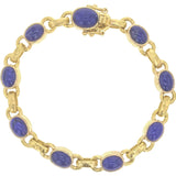 Oval Lapis Link Bracelet with Box Closure