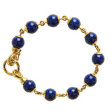 Round Lapis Bead Link Bracelet with Circle Clasp