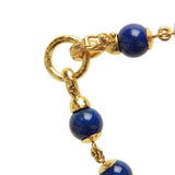 Round Lapis Bead Link Bracelet with Circle Clasp