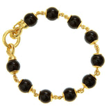 Round Black Jade Bead Link Bracelet with Circle Clasp