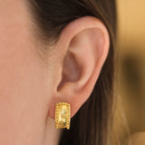 Curved Wide Hoop Earrings With Granulation