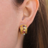 Pastel Studded Stone "Tutti Frutti" Wide Hoop Earrings