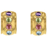 Pastel Studded Stone "Tutti Frutti" Wide Hoop Earrings