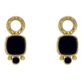 Cushion Cabochon Onyx and Faceted Black Spinel Earring Charms for Hoops