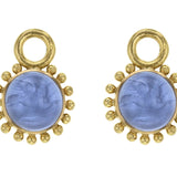 Cerulean Venetian Glass Intaglio "Cabochon Tiny Griffin" Earring Charms For Hoops