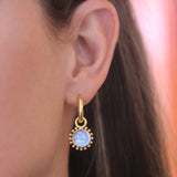 Cerulean Venetian Glass Intaglio "Cabochon Tiny Griffin" Earring Charms For Hoops