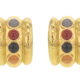 Neutral Studded Stone Amalfi "Tutti Frutti" Wide Hoop Earrings