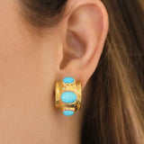 Puffy Turquoise Hoop Earrings