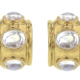 Cabochon Moonstone Earrings in Puffy Bezel