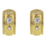 Puffed Hoop Diamond Hoop Earrings
