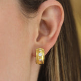 Puffed Hoop Diamond Hoop Earrings