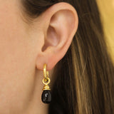 Small Onyx Drop Earring Charms With Acorn Cap