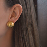 Gold Puff Medium Oval Gold Earrings