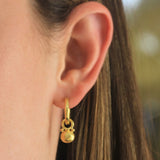 Horizontal Gold Oval and Gold Dot Earring Charms for Hoops