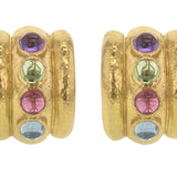Pastel Stone Studded "Tutti Fruitti" Amalfi Wide Hoop Earrings