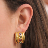 Pastel Stone Studded "Tutti Fruitti" Amalfi Wide Hoop Earrings