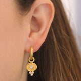 Horizontal Oval Disk Hoop Diamond Earring Charms