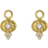Horizontal Oval Disk Hoop Diamond Earring Charms