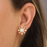 Akoya 8mm Pearl and Diamond Stud Earrings