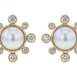 Akoya 8mm Pearl and Diamond Stud Earrings