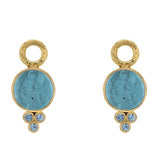 Teal Venetian Glass Intaglio "Round Cupid" Earring Charms