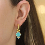 Teal Venetian Glass Intaglio "Round Cupid" Earring Charms