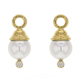 Acorn-Capped Pearl And Diamond Earring Charms