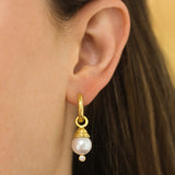 Acorn-Capped Pearl And Diamond Earring Charms