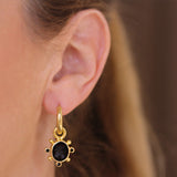 Black Venetian Glass Intaglio "Mosca" Earring Charms With Faceted Black Spinel