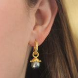 Silver Pearl Drops For Hoops with Granulation Earring Charms