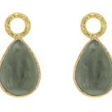 Smoke Venetian Glass Intaglio "Small Pear Shape" Earring Charms For Hoops