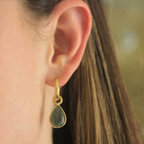 Smoke Venetian Glass Intaglio "Small Pear Shape" Earring Charms For Hoops