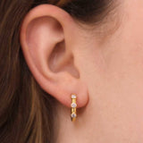 Big Baby Hammered Hoops With Diamonds