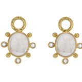 Crystal Venetian Glass Intaglio "Mosca" Earring Charms With Faceted Crystal