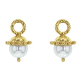 White Pearl Earring Charms With Granulated Cap