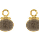 Bronze Venetian Glass Intaglio "Cab Equestrian" Earring Charms with Topknot