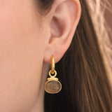Bronze Venetian Glass Intaglio "Cab Equestrian" Earring Charms with Topknot
