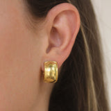Curved Wide Gold Hoop Earrings