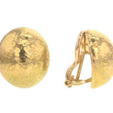 Vertical Oval Hammered "Shrimp" Gold Earrings