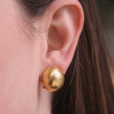 Vertical Oval Hammered "Shrimp" Gold Earrings