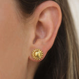 Gold Dome Stud Earrings With Granulation