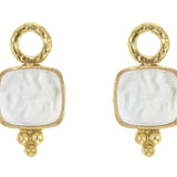 Crystal Venetian Glass Intaglio "Pegasus, Goddess and Moon" Earring Charms