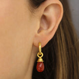 Carnelian Drop Earring Charms with Acorn Cap