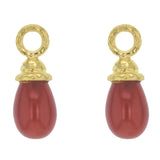 Carnelian Drop Earring Charms with Acorn Cap