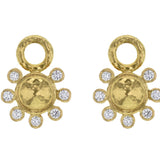 Round Gold Dome and Diamond Earring Charms