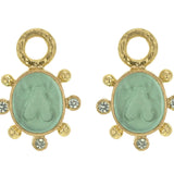 Nile Venetian Glass Intaglio "Mosca" Earring Charms With Faceted Peridot