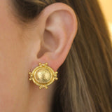 Oval Gold Dome Earrings With Gold Dots and Granulation