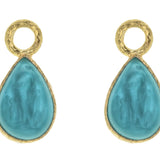 Teal Venetian Glass Intaglio "Small Pear Shape" Earring Charms For Hoops