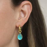 Teal Venetian Glass Intaglio "Small Pear Shape" Earring Charms For Hoops