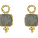 Smoke Venetian Glass Intaglio "Pegasus, Goddess and Moon" Earring Charms